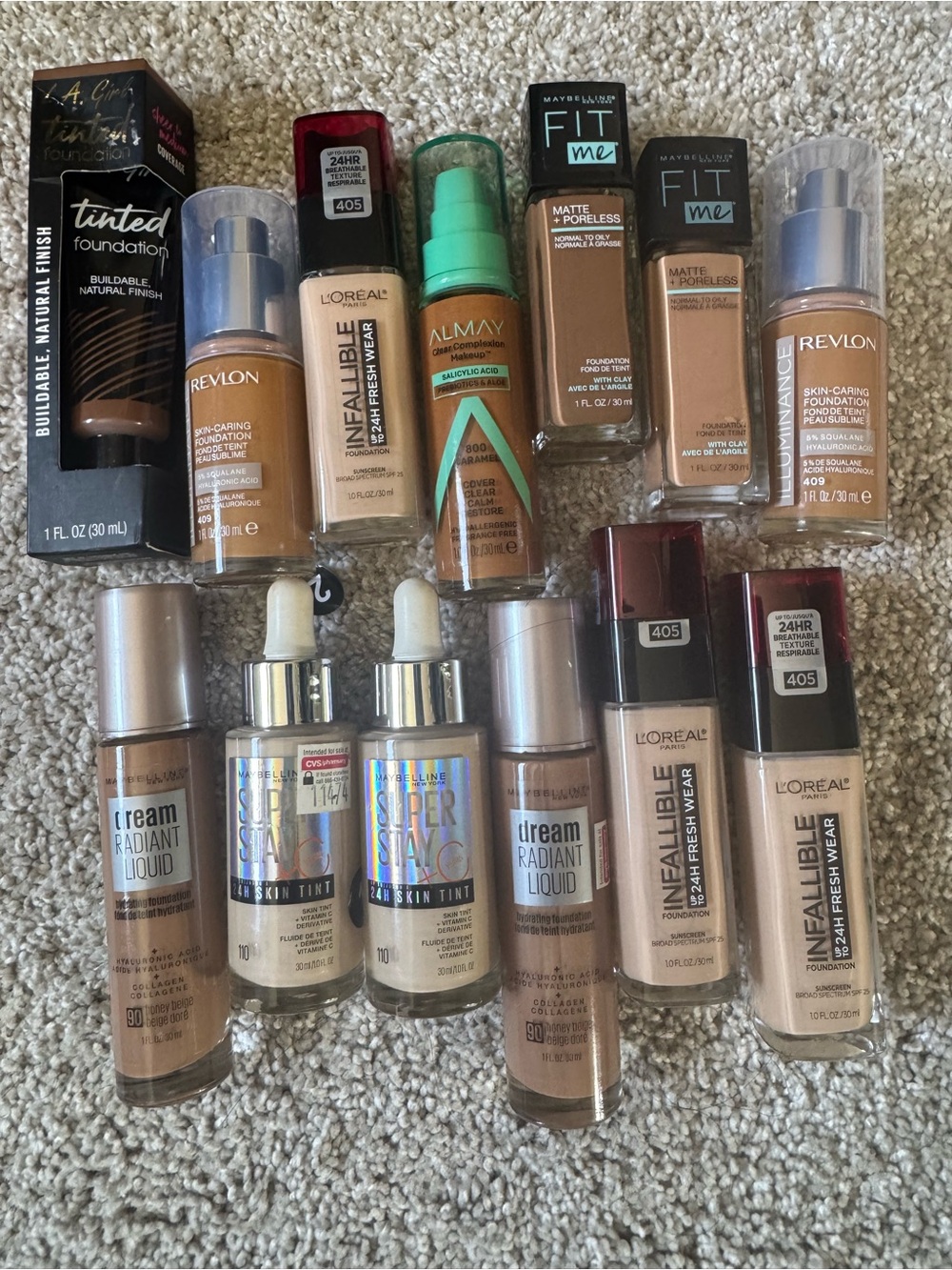 $190 Value 13 Foundation Makeup Bundle Maybelline L’Oréal Revlon Almay NEW